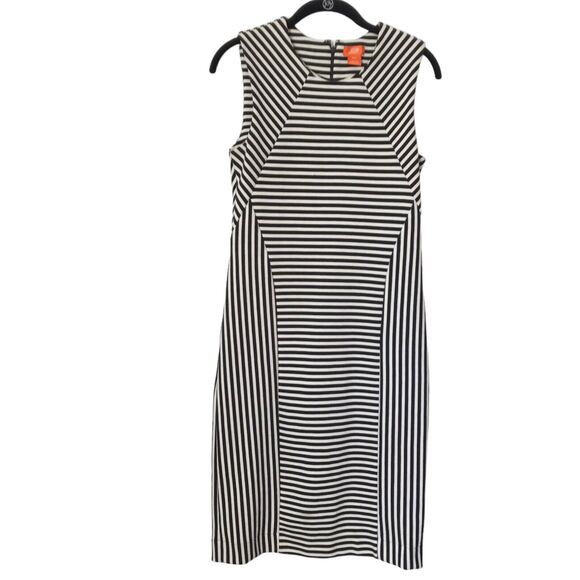 Joe Fresh Dress Size SP Black White Multi Striped Sleeveless Pencil Sheath - Picture 1 of 13